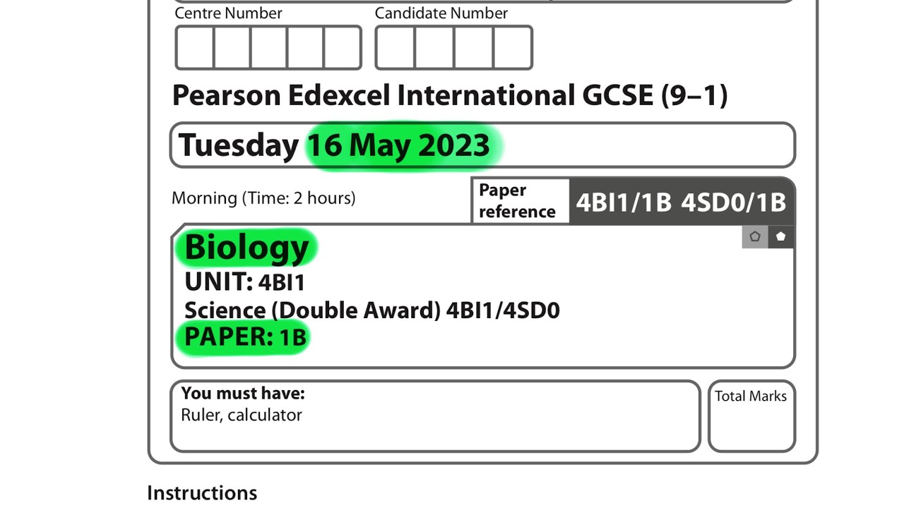 IGCSE | Biology | Paper 1B | May 2023 | Pearson Edexcel