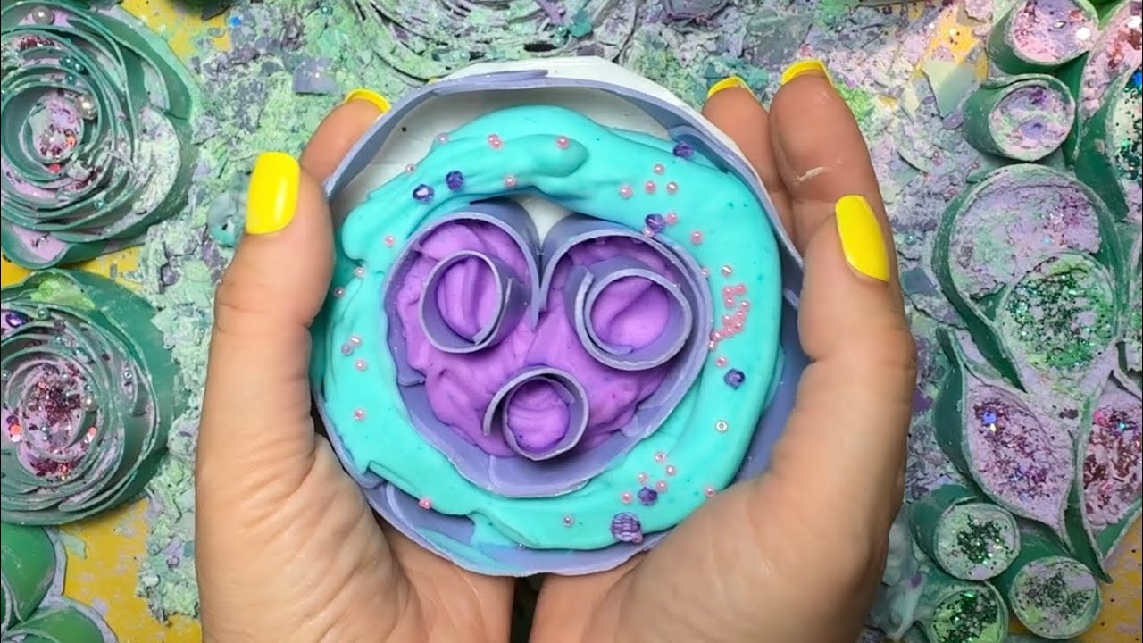 ASMR soap crushing with foam starch and glitter | satisfying ASMR video perfect for relaxing 