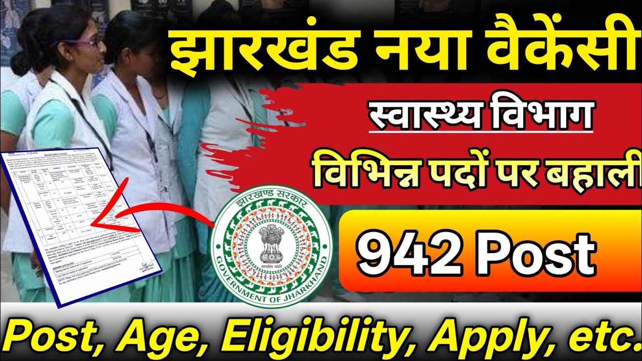 झारखंड स्वास्थ्य विभाग नया बहाली 2026 | 942 Post | Jharkhand govt job | new vacancy 2026
