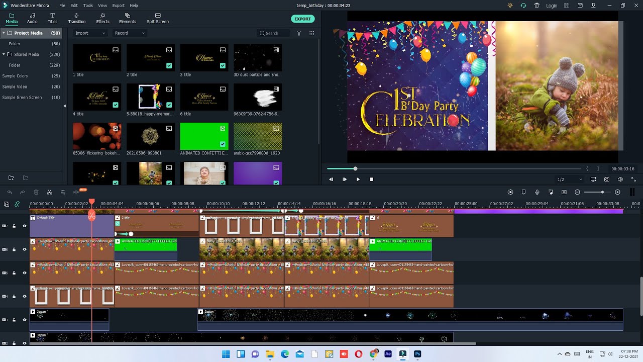 How To Make 1st Birthday Invitation video | Birthday Party Invitation | Filmora | Free Project File