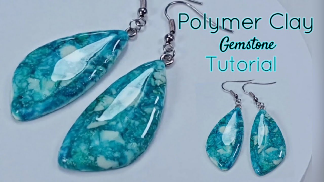 Polymer Clay White Water Turquoise Stone Earrings Tutorial/ LoviCraft