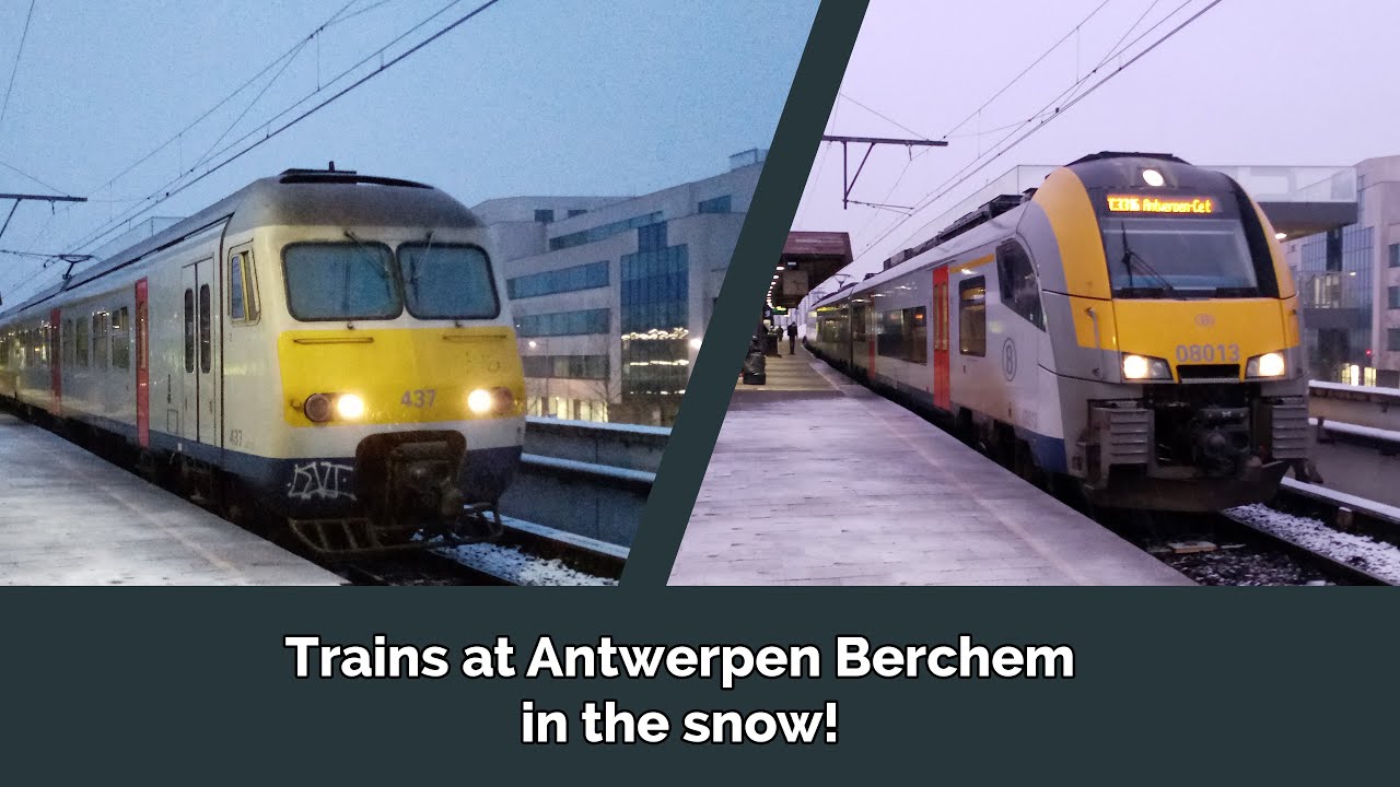 Trains at Antwerpen Berchem in the Snow