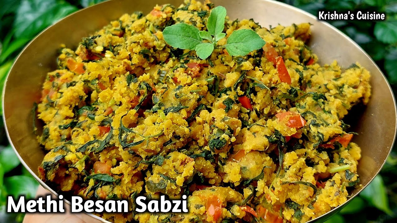 Methi Besan Ki Sabzi || Fenugreek Leaves Sabzi || Iskcon Prasad || Krishna's Cuisine #methikisabji