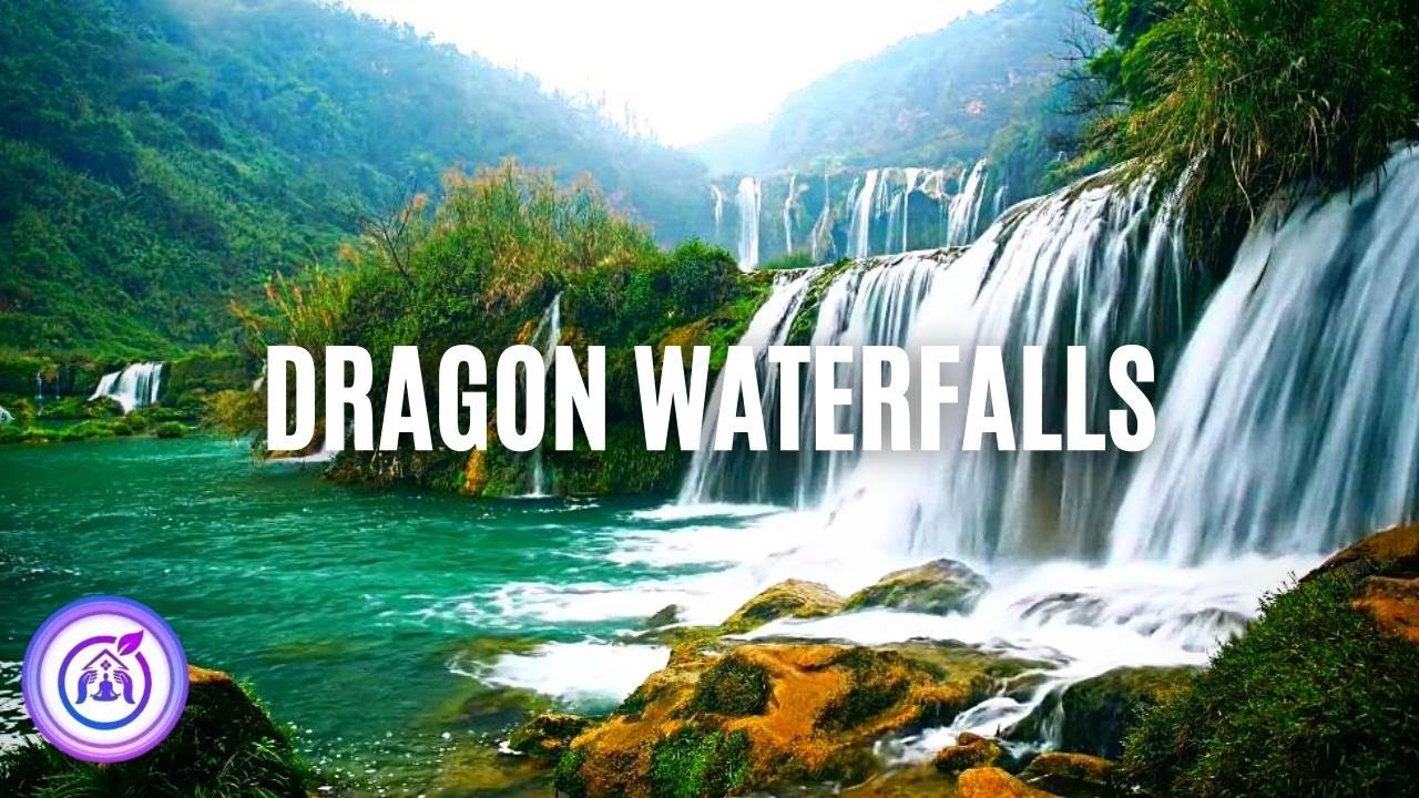 Beautiful Dragon Waterfalls, Nature Sound, Relaxing Water White Noise For Sleep.