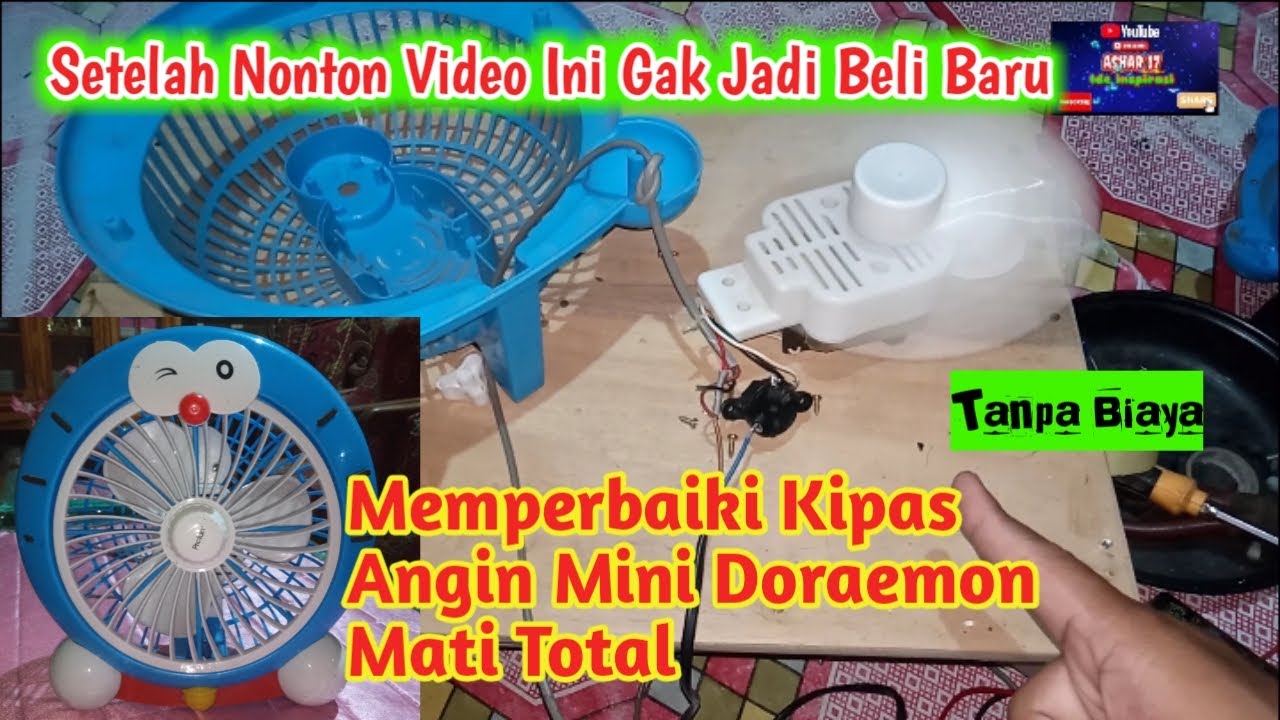 Servis Kipas Angin // Memperbaiki kipas angin mini karakter Doraemon mati total