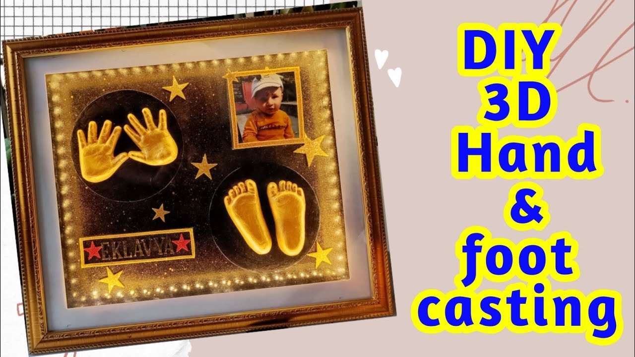 DIY 3D Baby Hand and Foot Casting with led light at Home Making Baby Hand & Foot impression #casting