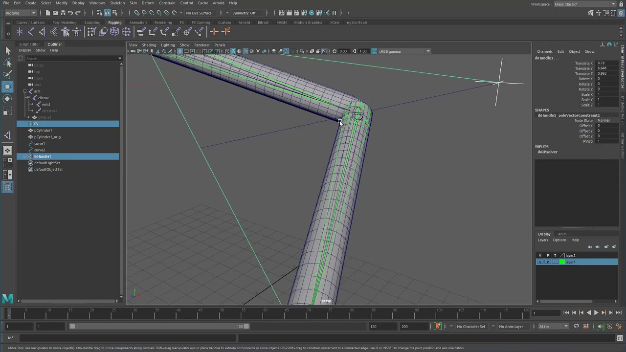 Maya Math - 07 - Vector math with Python. Pole vector