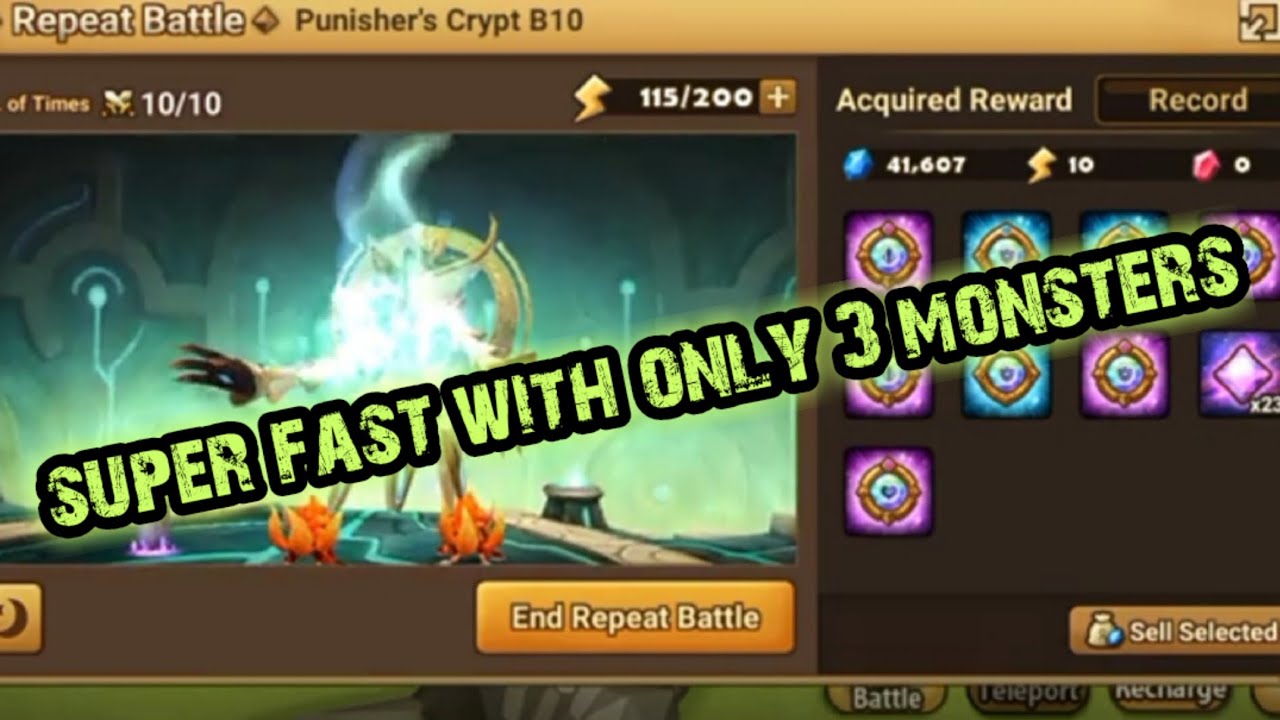 summoners war:  PC 10  SUPER FAST team 10X battle! / ONLY  3 MONSTERS!