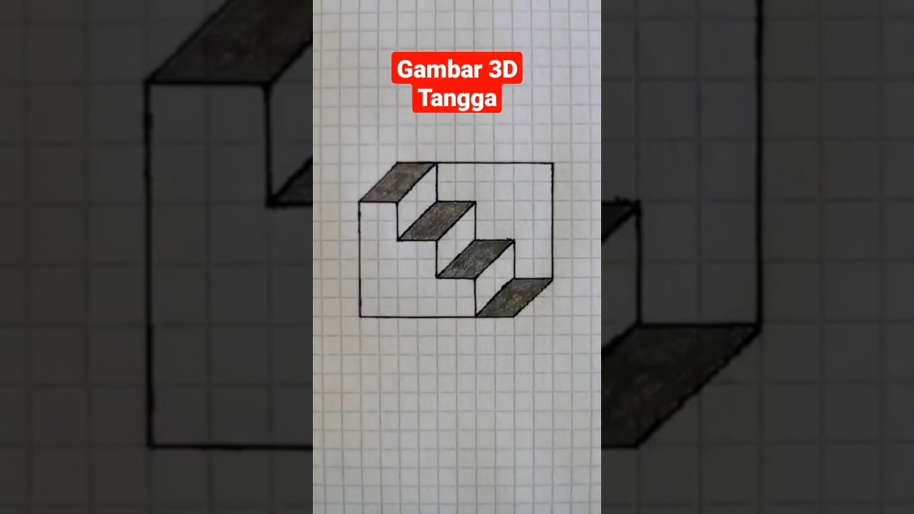 Cara menggambar 3D  tangga dengan mudah untuk pemula #gambar #gambar3d #3d #3ddrawing #3dart