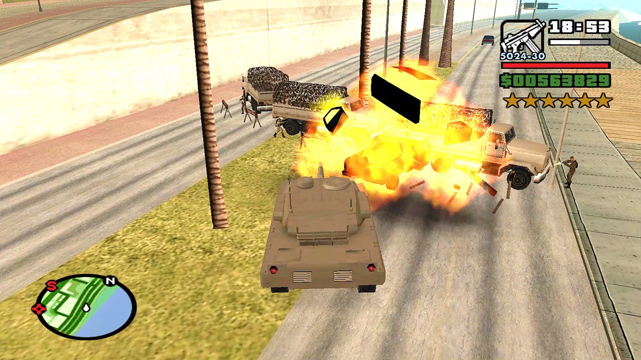 ⭐⭐⭐⭐⭐⭐SIX STARS WANTED LEVEL RAMPAGE WITH TANK | 6 STAR WANTED LEVEL ESCAPE IN GTA SAN ANDREAS