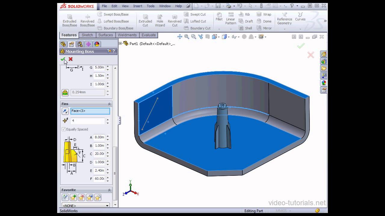 SolidWorks 2013 Tutorials - Using the Mounting Boss Tool