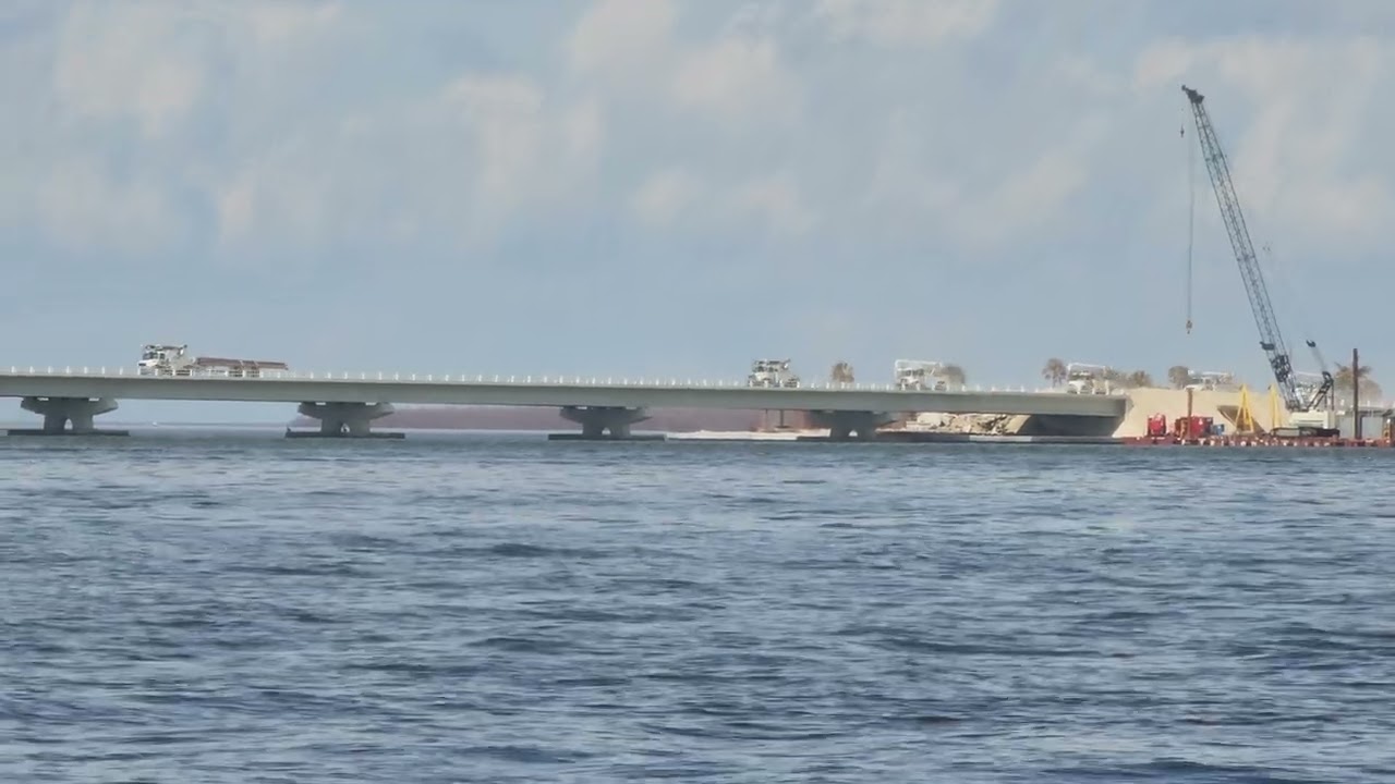 Sanibel Causeway has been restored and utility vehicles going in.