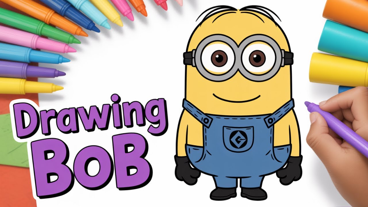 Drawing Cute Minion BOB Easy Method - Gaia VS Mom