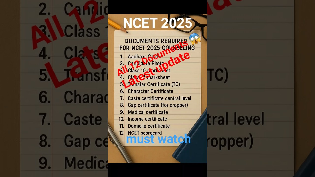 Ncet 2025 | Documents list 2025 