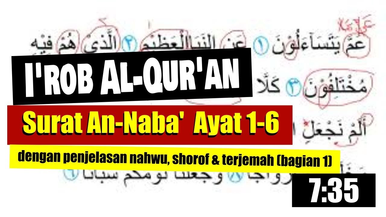 I'rob Al-Qur'an Surat An-Naba'  Ayat 1-6 Dilengkapi Penjelasan Nahwu, Shorof dan Terjemah (bagian 1)