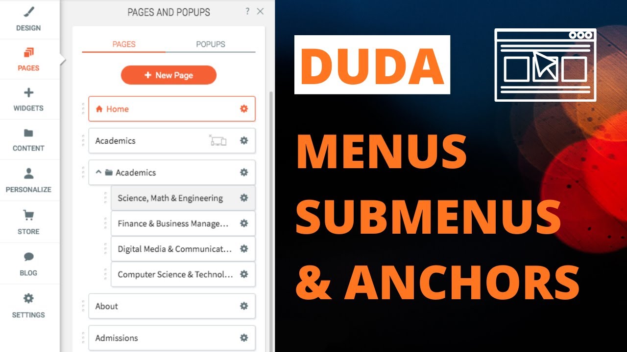 Duda Website Tutorial - Menus, Submenus, and Anchors