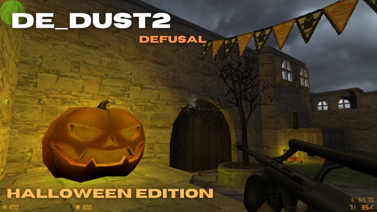 🎃Counter strike 1.6 de_dust2 Halloween edition ASMR (No Commentary) PC Gameplay (Nostalgic) 1080p60