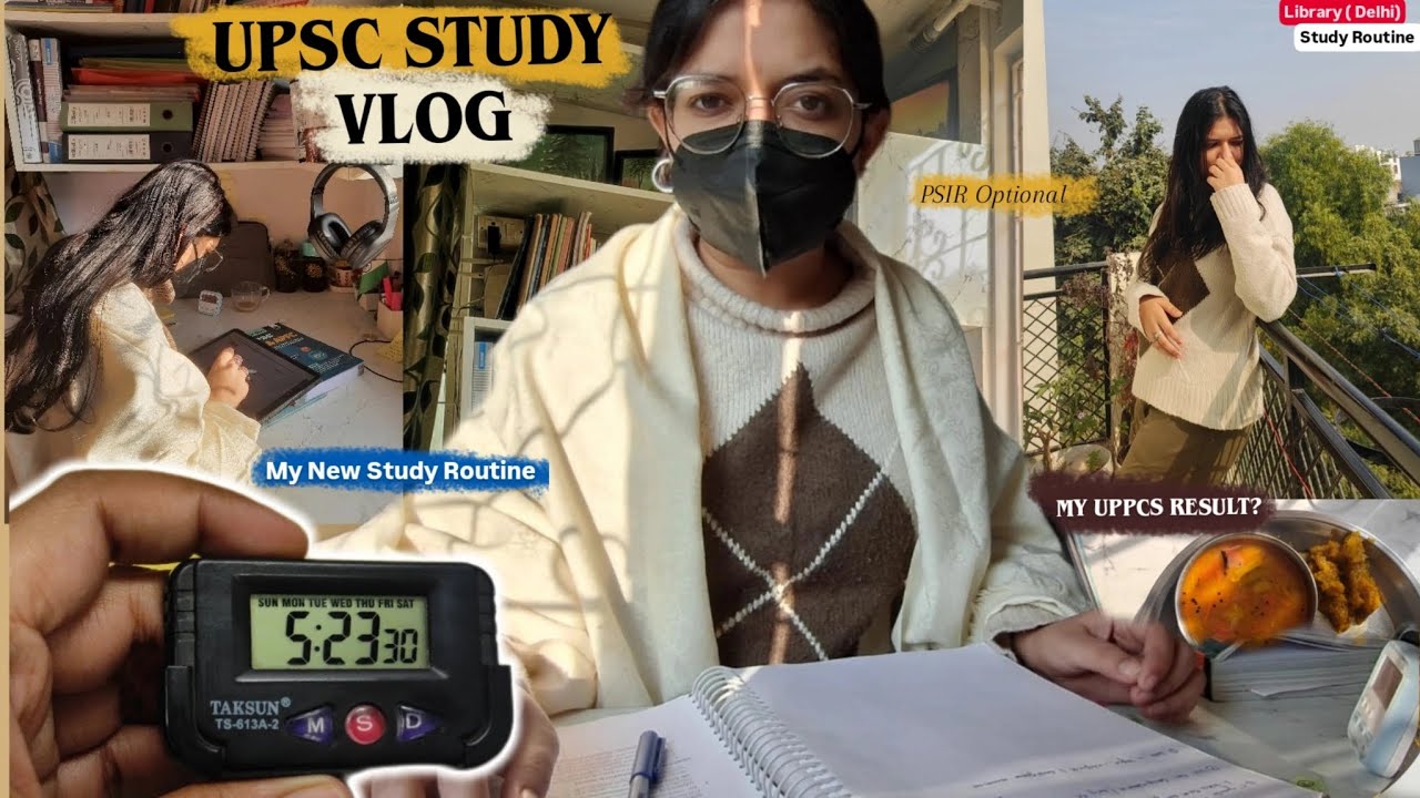 UPSC Study Vlog| UPSC Aspirant Library Study Routine in Delhi|My UPPCS Result? 