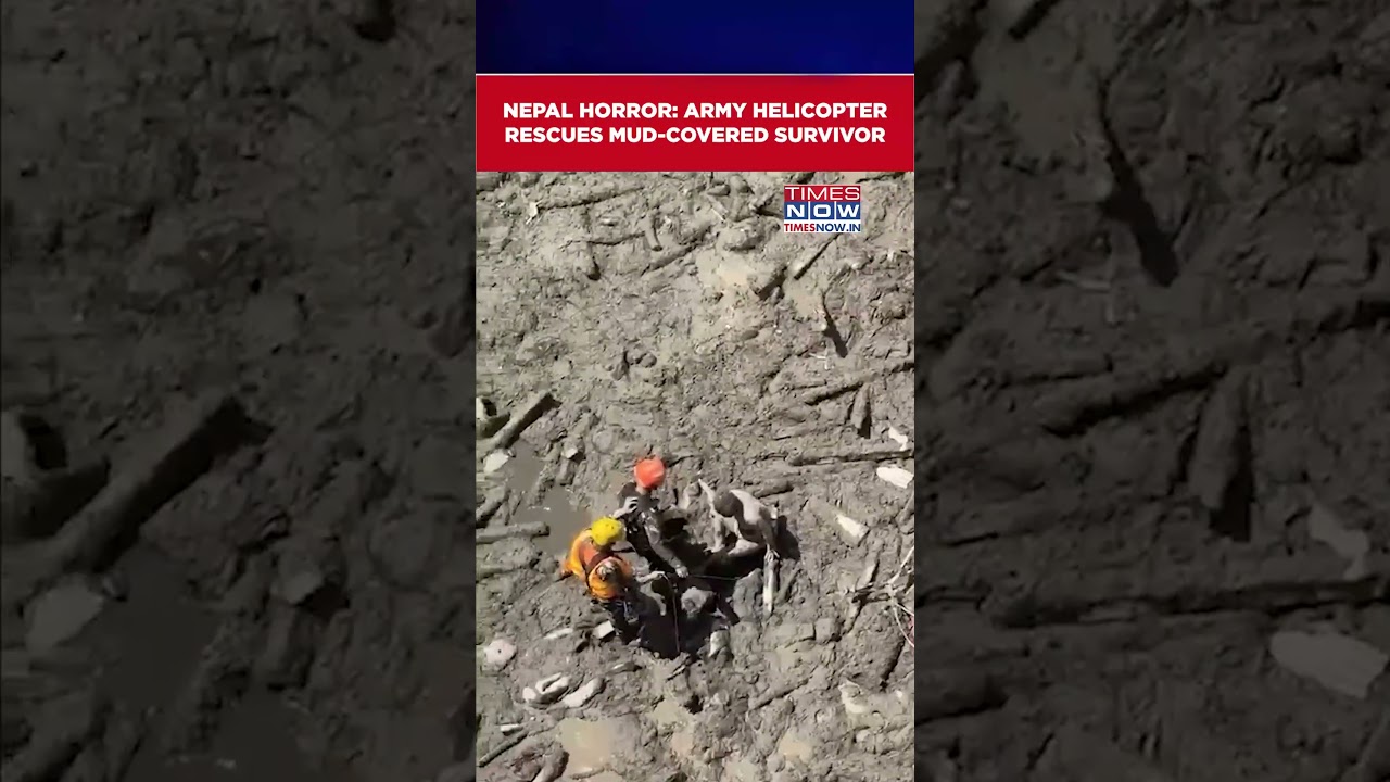 Nepal Horror: Army Helicopter Rescues Mud-Covered Survivor From Flood-Hit Rasuwa | WATCH