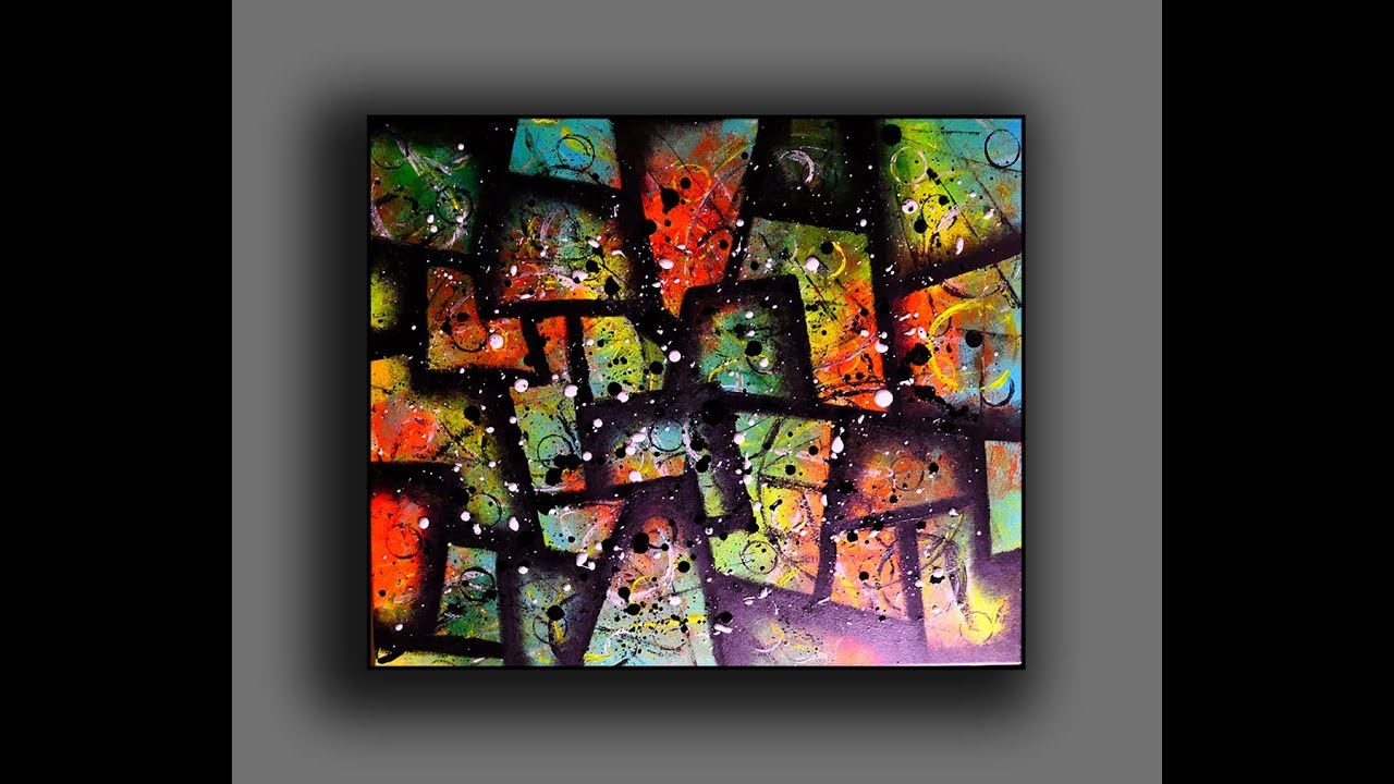 Modern Cubic Abstract Painting | Fun With Acrylics | Creating Texture Surface With Random Tools