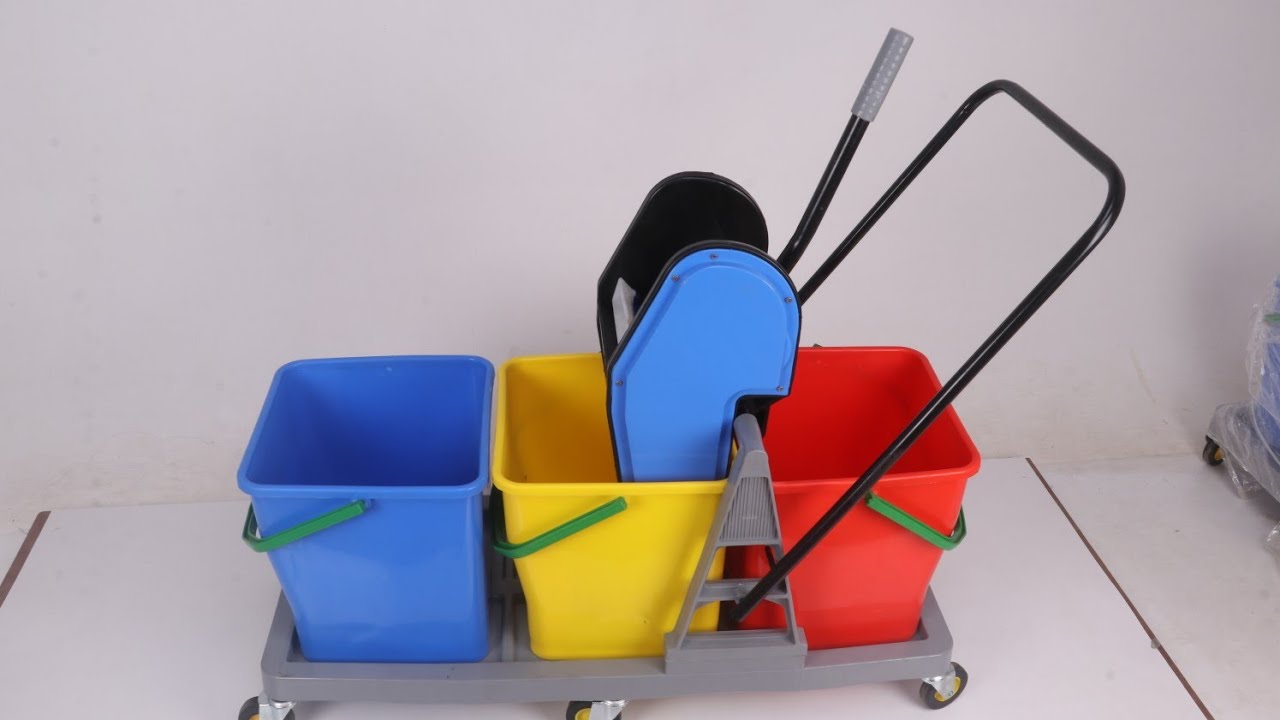How to use triple bucket mopping trolley in hospital