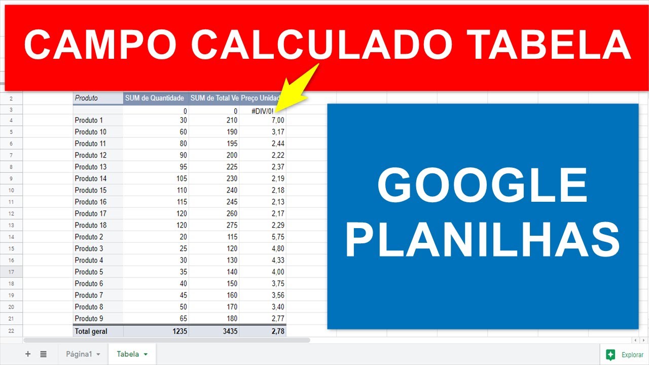 Inserir CAMPO CALCULADO em TABELA DINÂMICA do Google Planilhas