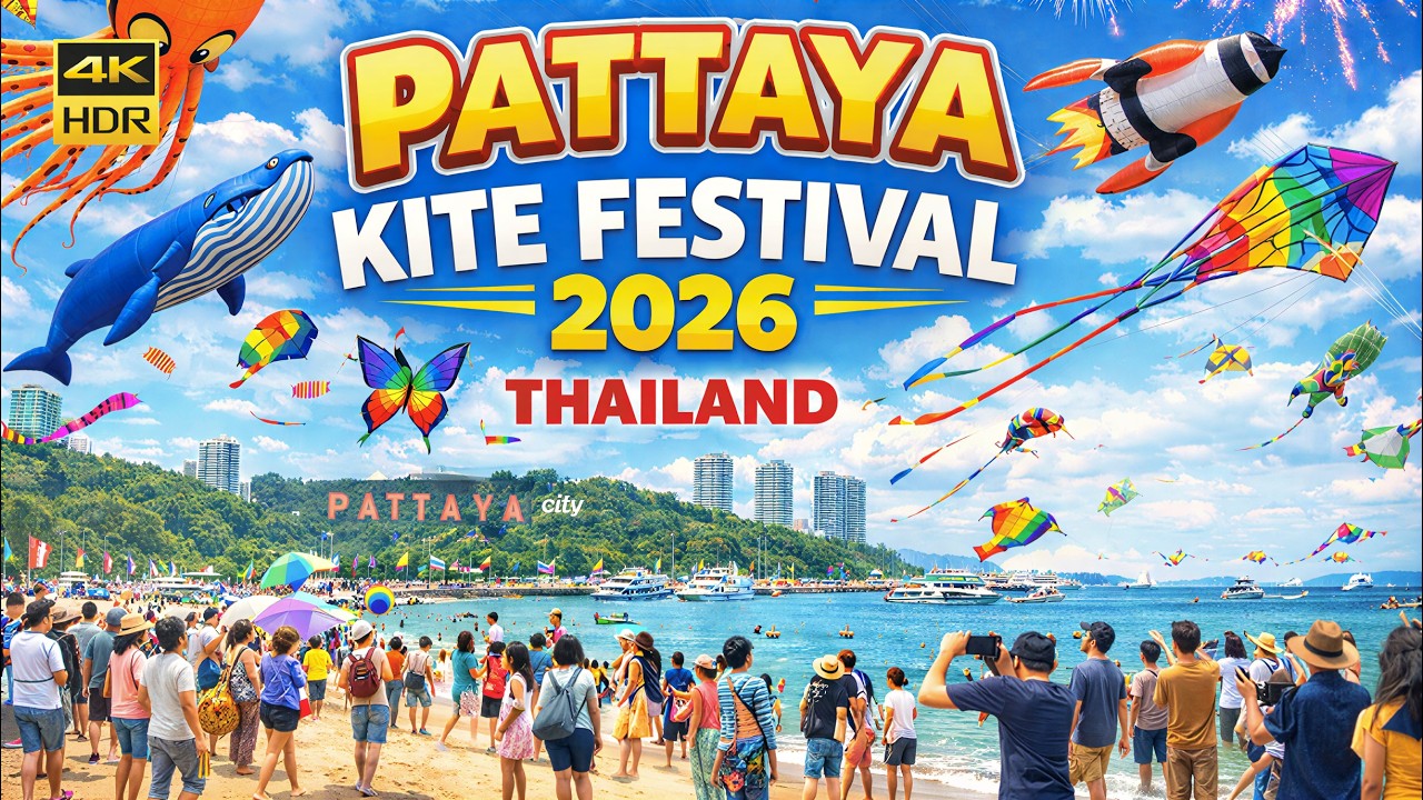 Pattaya Kite Festival 2026 Beach Vibes | Giant Colorful Kites | Pattaya Beach, Thailand