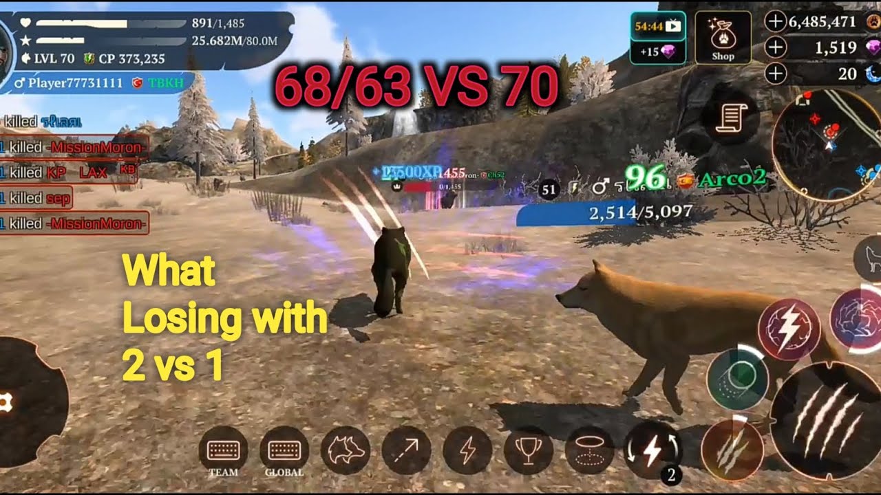 The wolf - 2 V/S 1 War With Me... || 63/68 Vs 70 lvl.. || [ 0-375k server ].. ||