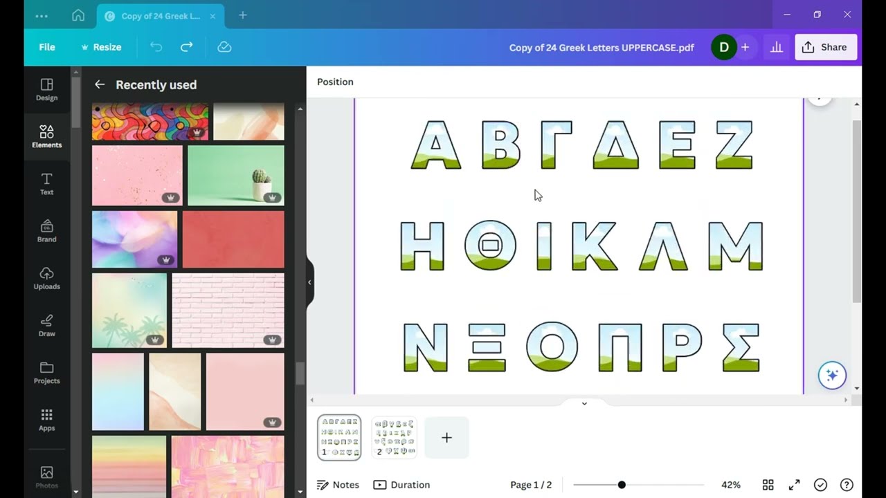 Creative Design with Canva Frames Greek Letters: Tutorial