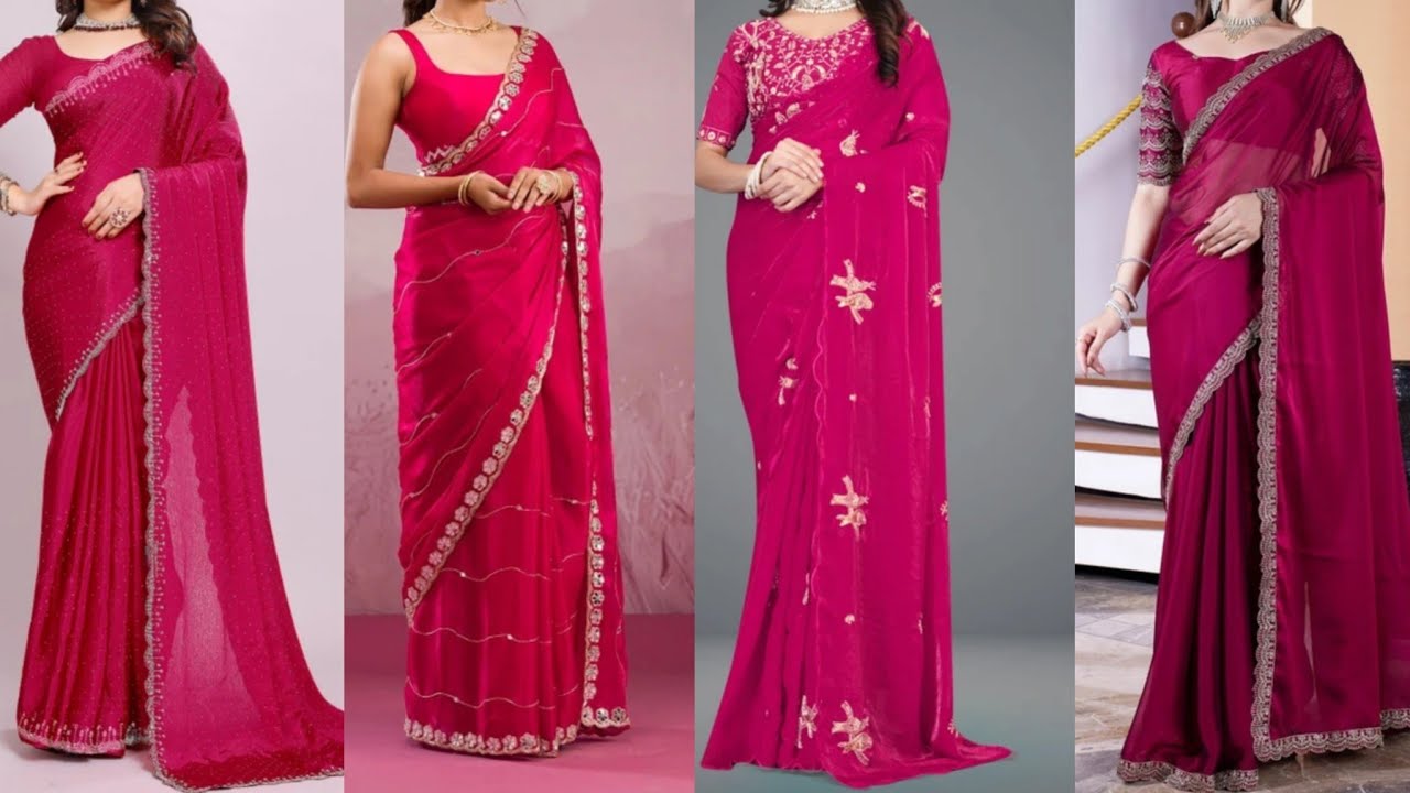 Hot pink saree designs 2026// saree for wedding #saree #viralvideo #designer #trendy