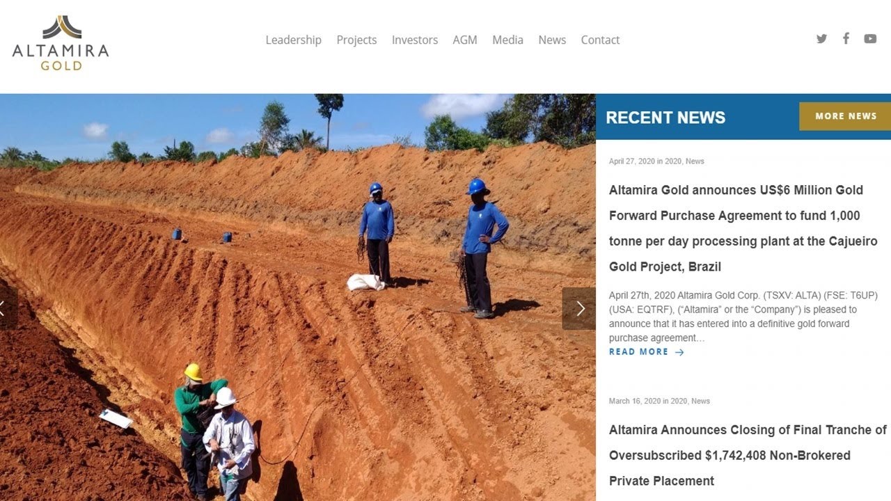 Altamira Gold locks in US$6M Gold Stream to Fund Construction at 700,000oz Cajueiro Gold Project
