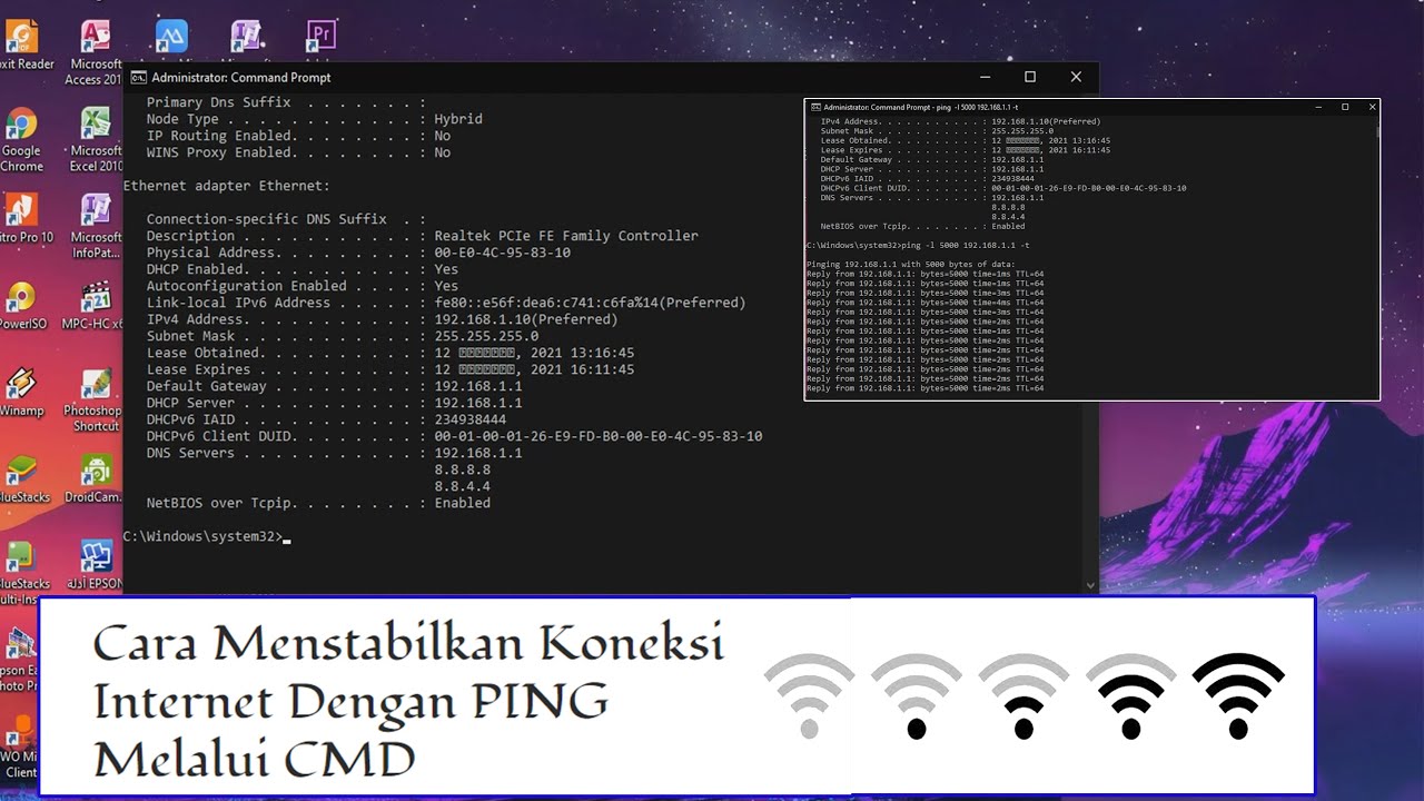 CARA MENSTABILKAN KONEKSI INTERNET DENGAN PING MELALUI CMD
