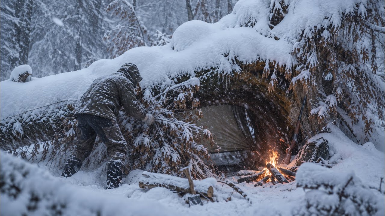 Extreme Winter Survival in Deep Snow | 3 Days of Solo Bushcraft Camping