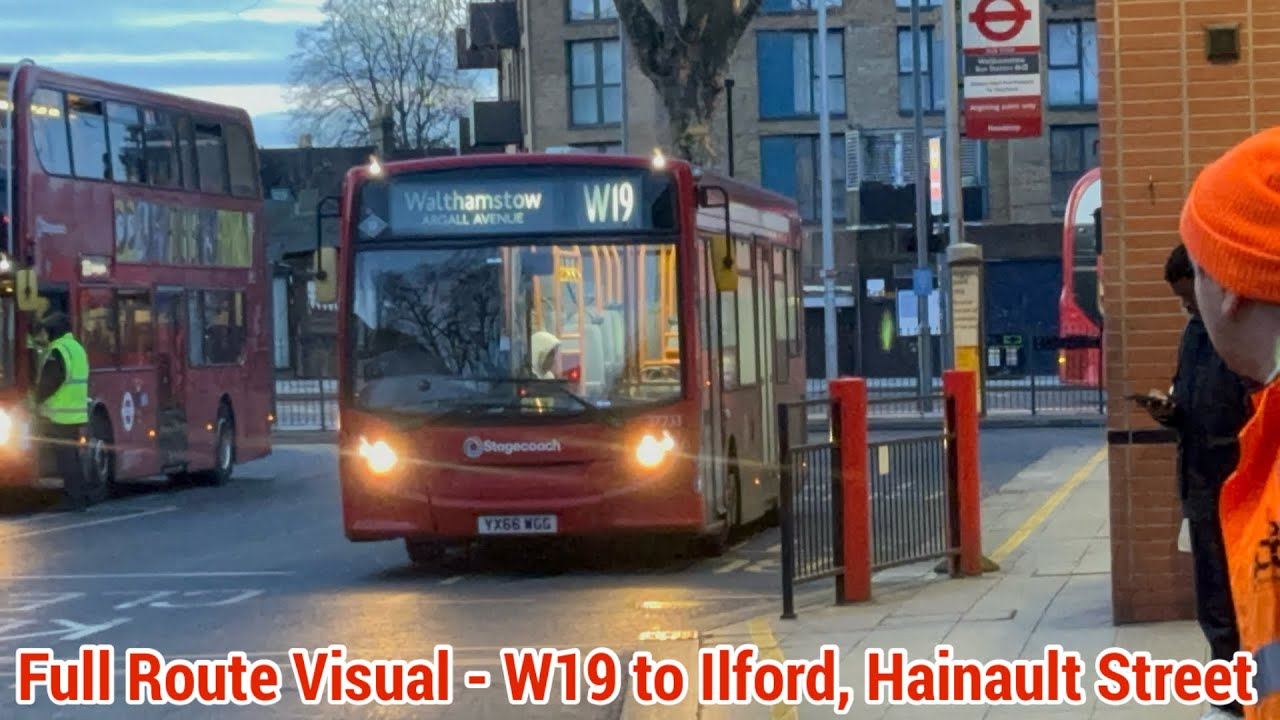 Full Route Visual | London Bus Route W19 - Walthamstow to Ilford, Hainault Street | (37733) YX66WGG