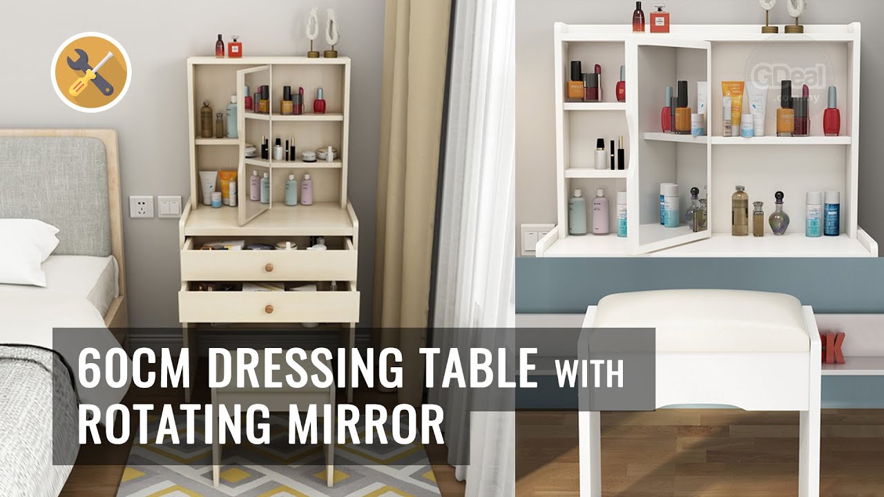 60cm Dressing Table with Rotating Mirror | Installation Guide