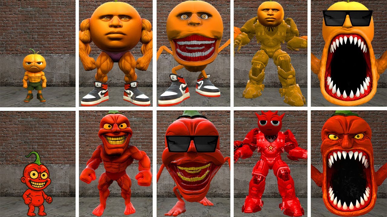 HELLO: ALL THE NEW EVOLUTION FORMS OF THE ODINDINDUN MONSTER VS THE PEPPER DINDUN MONSTER IN GMOD!