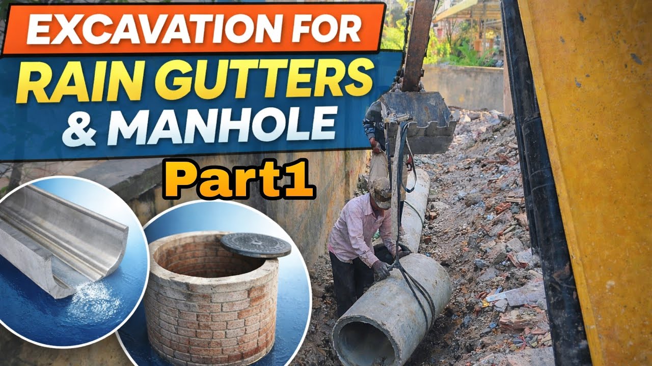 Excavation for Rain Gutters & Manhole | Concrete Pipe Drainage Installation Part1