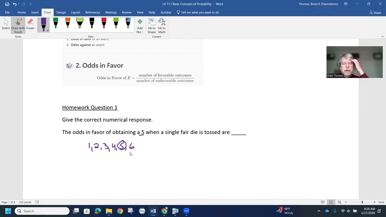 11.1 Probability and Odds  Q1 and Q3