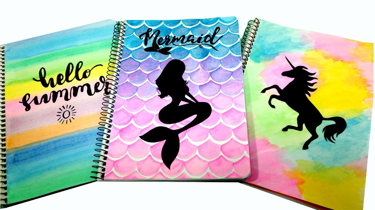 DIY Material Escolar Customização de Caderno -  Unicórnio -  Sereia