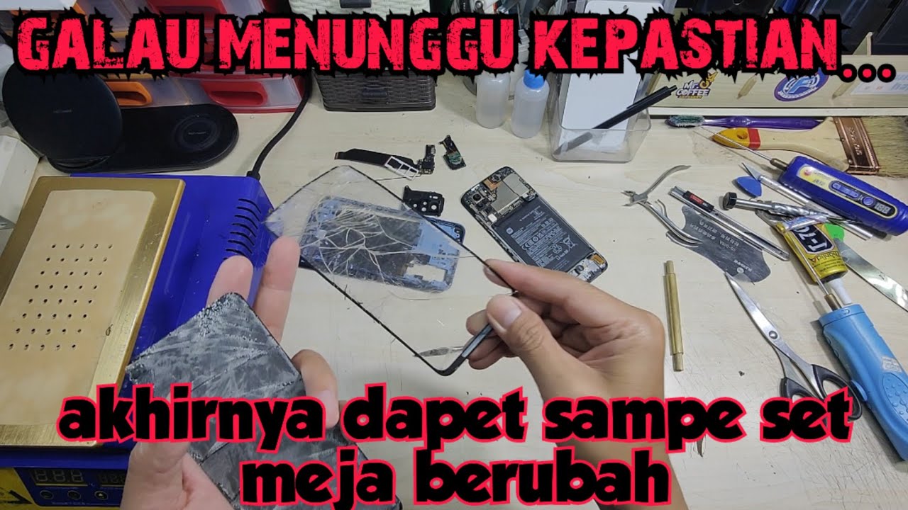 REPAIR / mengganti kaca LCD POCO M5S...menunggu sampe set meja berubah