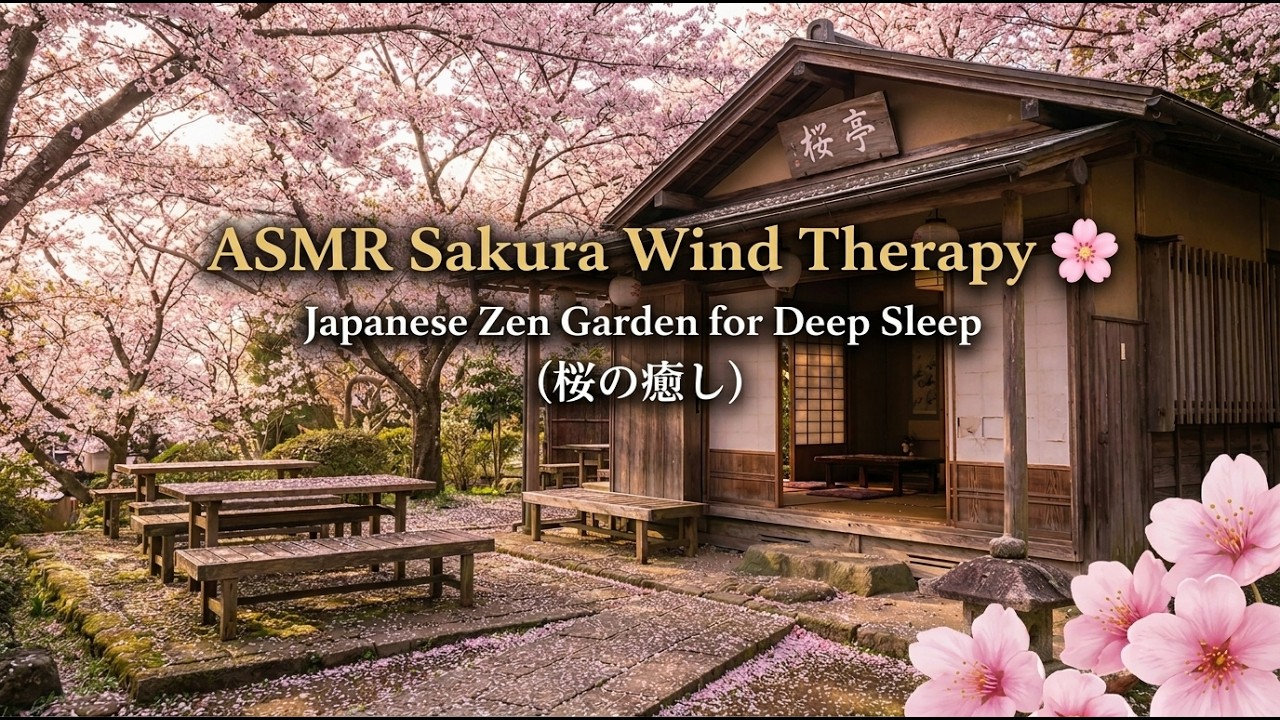 ASMR Sakura Wind Therapy 🌸 Japanese Zen Garden for Deep Sleep (桜の癒し)