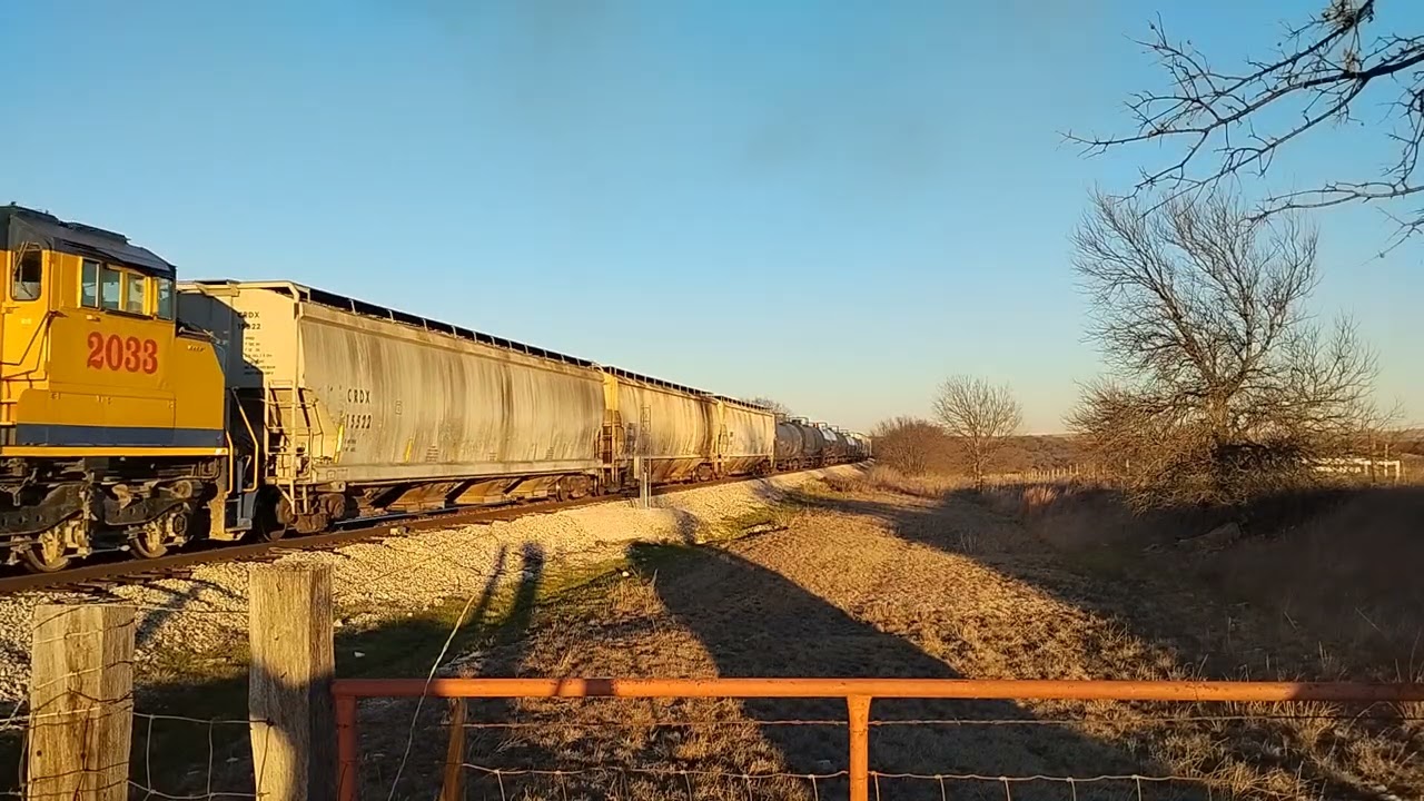 Ft Worth&Western Wb Cresson Turn at the Winscott-Plover Rd crossing.  Near Cresson,Tx. 02/15/2026