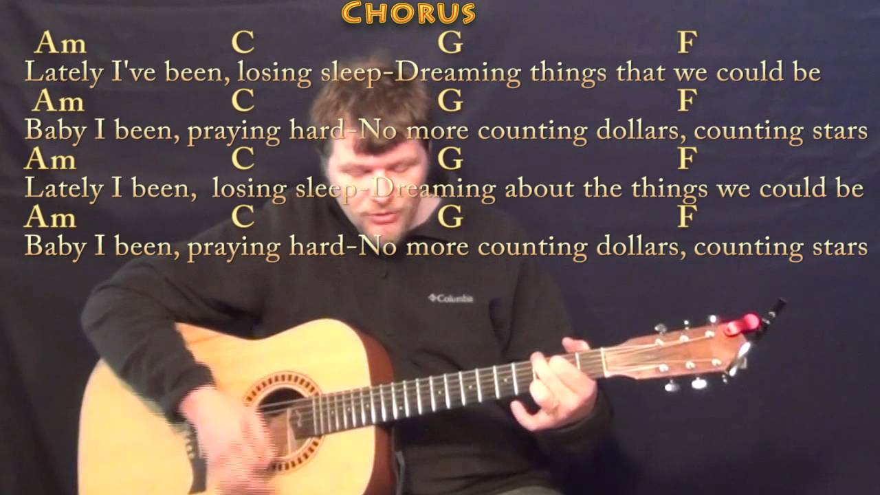 Counting Stars (OneRepublic) Strum Guitar Cover Lesson in Am with Chords/Lyrics
