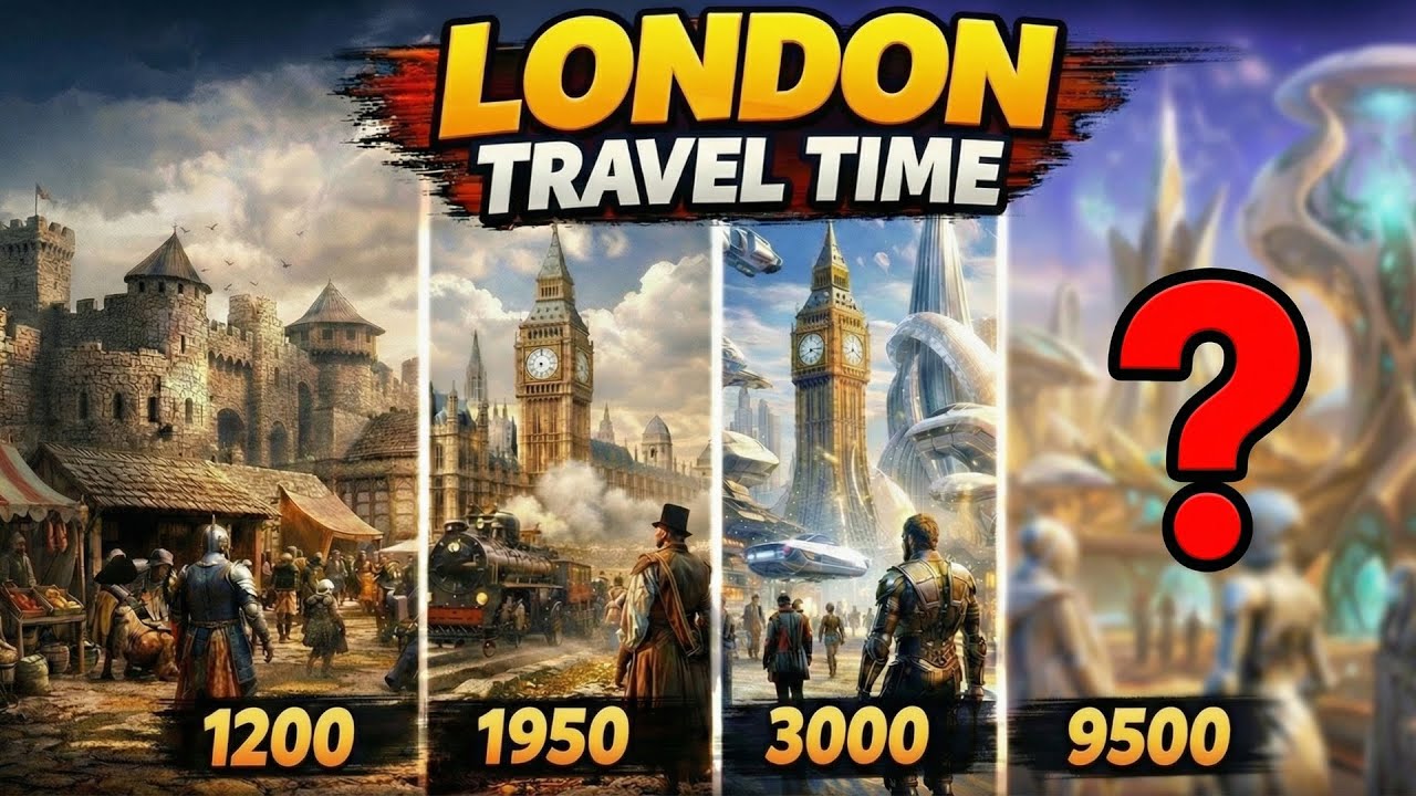 London Travel Time: 1200 to 9500 AD | VIDEO AI Time Travel Simulation