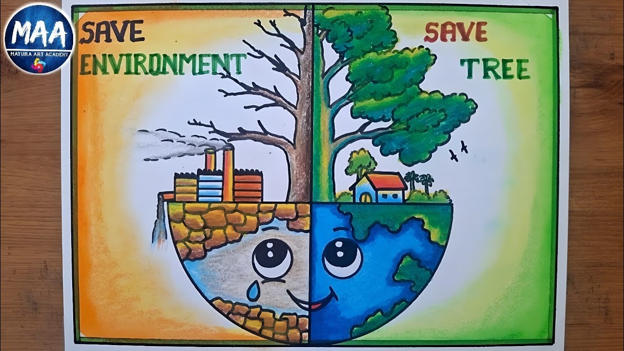 World Environment Day Drawing | Save Environment drawing | Save tree drawing | Save earth drawing 