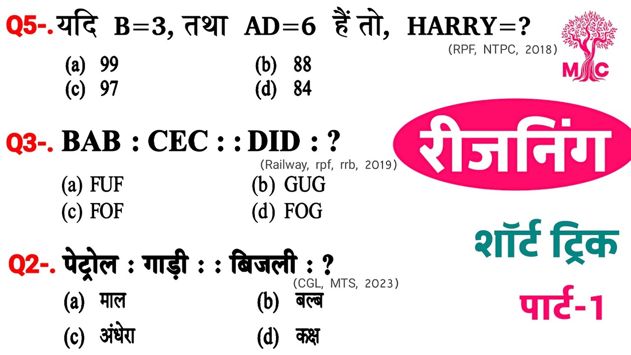 Reasoning प्रैक्टिस Set–1 | SSC Railway RRB NTPC RPF GD CPO MTS CHSL CGL || Mori Classes