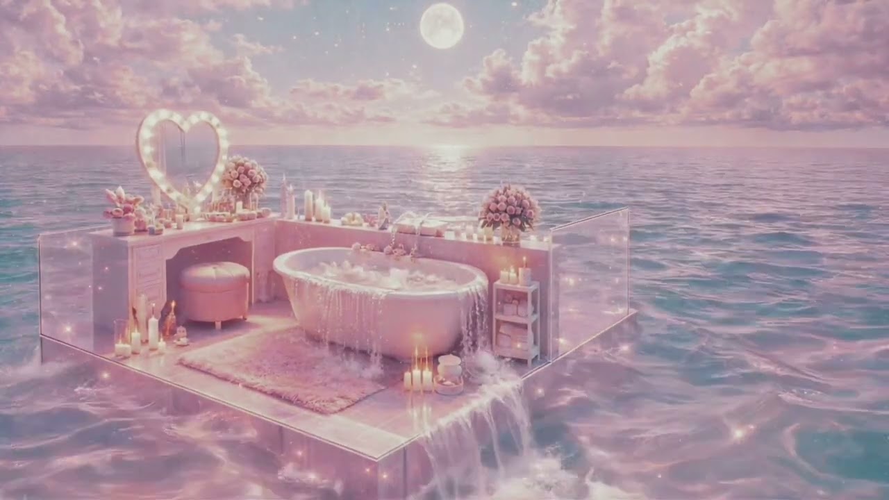 Dreamy Ocean Bath 🌙 Pink Liminal Space for Sleep, Relaxing & Studying