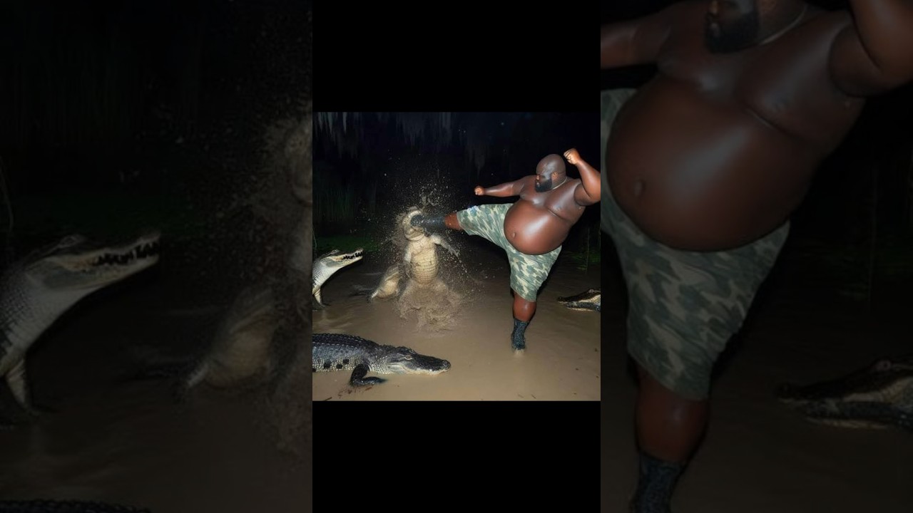 kicking alligator and eating pizza time