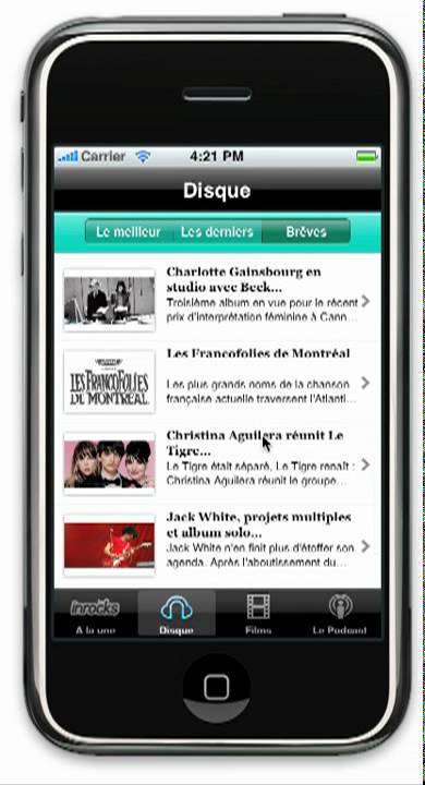 Les Inrocks : application iPhone lesinrocks.com