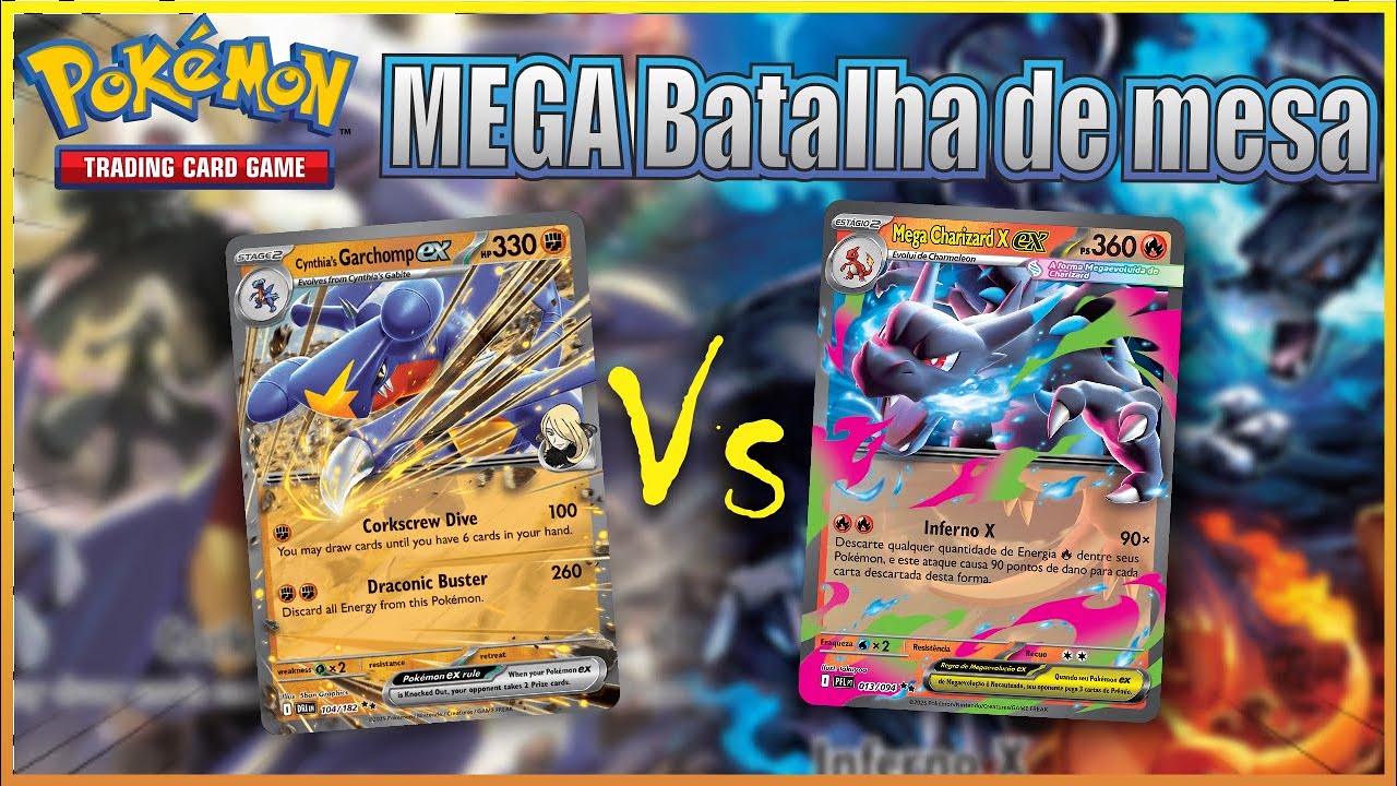 Mega Charizard x vs Garchomp da Cynthia - Mega batalha de mesa